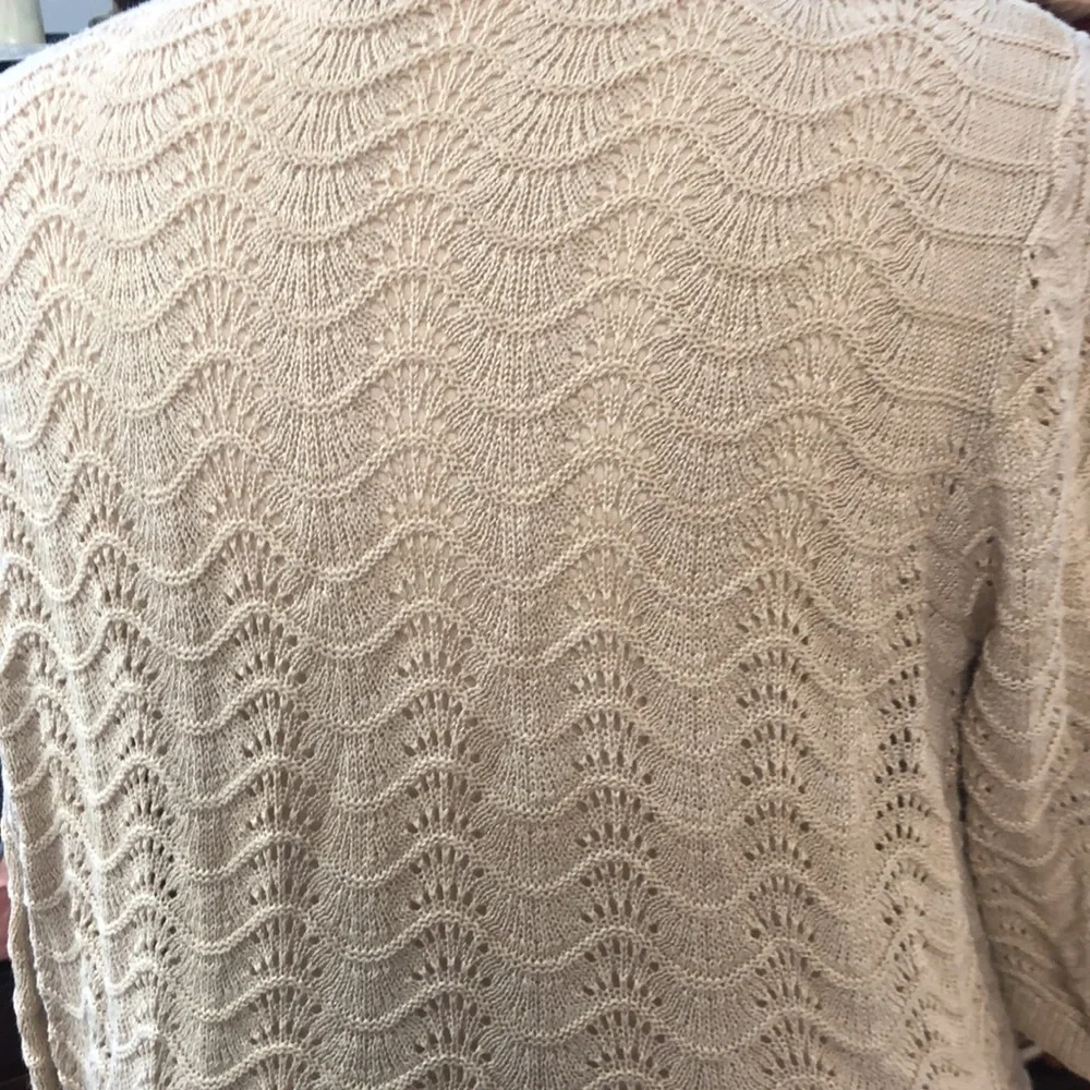 *Willow Bay - cotton/rayon crochet knit cardigan- shawl collar, rounded hem 2X